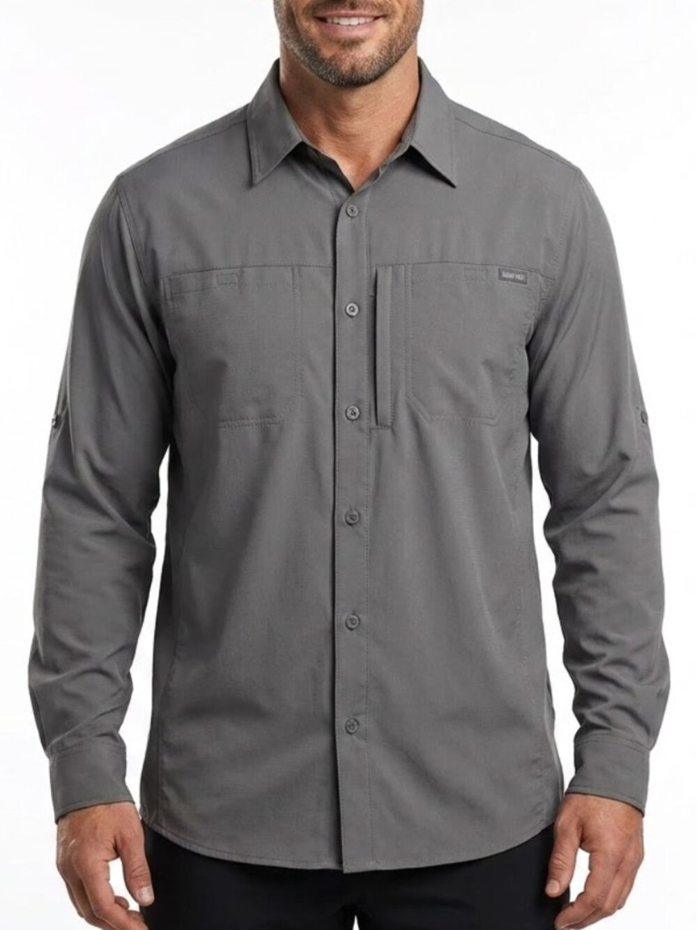 Pacific Trail Gorpcore Vented Hiking Shirt Gray Techwear Button Up M